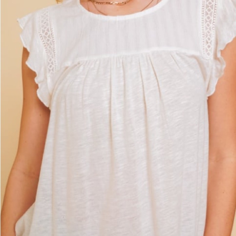 Elegant Ivory Lace Trim Top